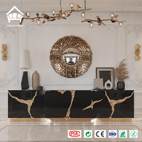 Console sculpturale dorée de luxe moderne, faite à la main, pour entrée, salle à manger, buffet, personnalisation complète pour projet de villa