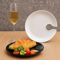 Assiettes de buffet réutilisables pour vin et cocktails avec porte-verres, idéales pour les fêtes et la maison