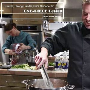 Chinesische Fabrik Benutzerdefiniertes Logo Lebensmittelechte Küchenzange Kostenlose 304 Edelstahl BBQ-Zange - Product Image 4