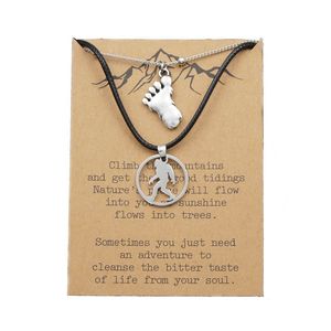 Collier unisexe en alliage de zinc, design animal Bigfoot classique, bijoux de voyageur de la forêt avec carte de montagne - Product Image 5