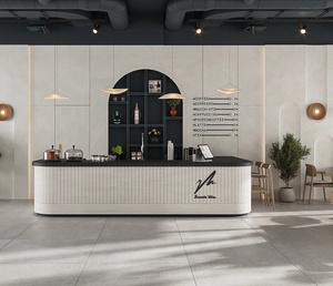 Custom Modern Coffee Shop Interior Design Cafe Furniture Booth Seating Counter with LED <b>Lighting</b> - Product Image 1