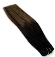 Extensions de cheveux à clipser en cheveux humains, extensions à clipser lisses couleur brun foncé ombré, extensions de cheveux à clipser sans couture pour femmes