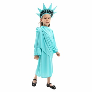 Freiheitsstatue-Kostüm für Mädchen - 4-teiliges Outfit mit Fackel & Krone - Patriotisches Verkleidungsset für Halloween, Schulaufführungen & 4. Juli - Product Image 5