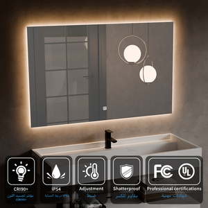 <span class=keywords><strong>2025</strong></span> mới nhất thông minh LED Bath Gương hình chữ nhật hiện đại chống sương mù treo tường gương với điều khiển cảm ứng, Dimmable đèn - Product Image 3