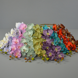 Hot Bán Lụa Nhân Tạo 9 Đầu Kết Cấu Phalaenopsis Đậu Màu Xanh Lá Cây Giả Bướm Hoa Lan Cho Nhà Giáng Sinh Trang Trí - Product Image 6