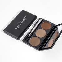 Gel de pommade pour sourcils de marque privée Poudre pressée Palette 3 couleurs avec ingrédients végétaliens Tampons pour sourcils Pinceau et pince à épiler