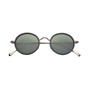 Luxury Custom Logo Vintage Round Vintage Mazzucchelli Acetate Polarized Sunglasses For Men Women