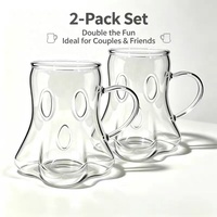Mug en verre borosilicate haute résistance Aikeyi 430 ml, design contemporain, résistant à la chaleur, passe au micro-ondes et au lave-vaisselle, transparent, cadeaux d'affaires