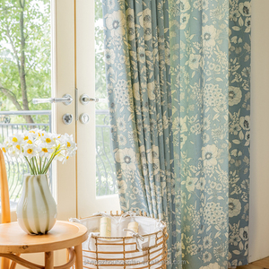 <strong>Blue</strong> Floral <strong>Curtains</strong> Botanical Bloom <strong>Pattern</strong> Printed <strong>Curtains</strong> Semi Sheer Country Drape for Living Dining Room Farmhouse Decor - Product Image 5