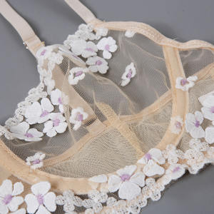 Комплект женского кружевного нижнего белья из 3 предметов с цветочной вышивкой - Product Image 6