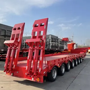 China Factory Low Flat Bed Trailer 40 Ft Container Semi Trailer Skeleton Trailer For Sale