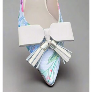 New Causal Pointed <b>Toe</b> <b>Closed</b> <b>Toe</b> Kitten Heel <b>Sandals</b> Fashion Elegant Upper with Floral Tassel Slingback Slip on for Women - Product Image 6