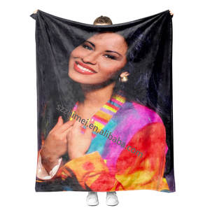 Manta Personalizada con Diseño de Retrato de Selena <span class=keywords><strong>Quintanilla</strong></span> y Patrón Floral, Manta de Felpa Suave, Toalla de Lana Personalizada - Product Image 6