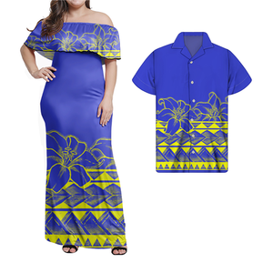 Abiti con Design Polinesiano, Vestito da Donna con Spalle Scoperte, Stampa Tribale Tropicale di Lusso, Elegante Abbigliamento da Festa, Vestito delle Isole del Pacifico - Product Image 4