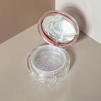 Boîte à poudre libre en plastique transparent personnalisée, étui compact rond pour cosmétiques, miroir pour l'emballage de poudre de maquillage