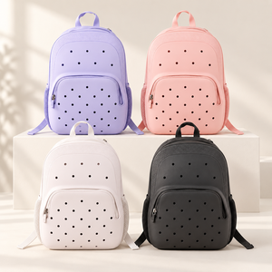 White EVA Student Backpack Lightweight Waterproof School <b>Bag</b> with Zipper Closure Custom Color Design for Travel Camping - Product Image 1