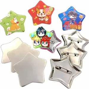 Customised Cute Cartoon Character Badge Metal Tin Holographic Heart Round Anime Custom Star Shape Button Badge
