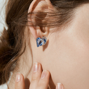 Fashion Rhinestone <b>Crystal</b> Jewellery <b>Earrings</b> Classic Heart of the Ocean White Gold Plated 12 Month Birthstone <b>Stud</b> <b>Earrings</b> - Product Image 4
