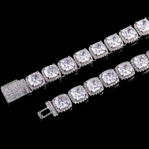 Chaîne cubaine unisexe en argent 925 avec diamants Moissanite couleur D, maillons carrés épais de 5mm et 6mm, style Hip-hop, collier et bracelet - Product Image 6