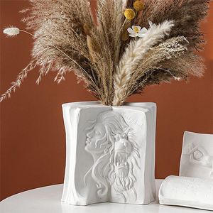 Dropshipping Shopify Ins Sujetalibros de cerámica Florero creativo en forma de hombre Librería para el hogar Andoffice Sujetalibros Adorno para venta al por mayor - Product Image 2