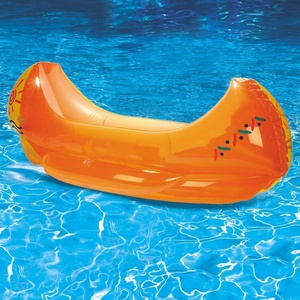 PVC <b>Inflatable</b> Swimming Pool Float 46*22*15.5 Inch Orange Color Ride-On Mattress Lounger Raft for Kids and Pets Relaxation Fun - Product Image 2