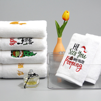 Serviettes d'hôtel 5 étoiles personnalisées avec logo blanc, linge de bain en coton, ensemble de serviettes pour le visage, les mains et le bain