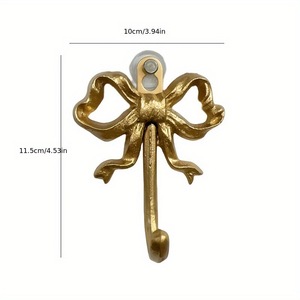 Crochet mural vintage doré en forme de nœud, auto-adhésif, lot de 2, pour décoration intérieure, porte-manteau, crochet de suspension pour cadre de porte de chambre - Product Image 3