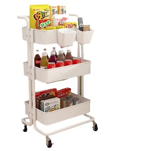 Metal black storage rack shelf cart trolley For Kitchen And Bathroom Shelf Storage Rack