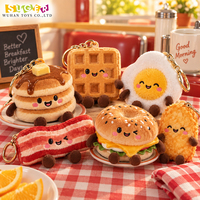 Porte-clés en peluche personnalisé pour petit-déjeuner, gaufre, œuf, bacon, bagel, mignon, pour cadeaux de café et vente au détail - Vente chaude
