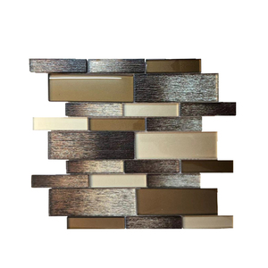 Mosaicos de cristal hechos a mano marrones rectangulares grandes de estilo <span class=keywords><strong>vintage</strong></span> de fabricación de Foshan para diseño de pared de baño - Product Image 5