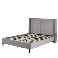 Lit capitonné en tissu doux et réglable, design moderne, taille King/Queen, panneau multicouche en pin, couleur personnalisable, installation simple