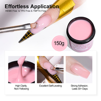 R S NAIL Gel de Construction Grande Capacité 150g pour Ongles, Sans HEMA, Sans TPO, UV LED, Soak Off, Transparent, Nude, Extension, Gel Dur Sans Chaleur