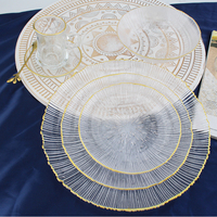 Vente en gros d'assiettes plates rondes en verre de 8 pouces plats de service assiettes de luxe avec bordure dorée ensemble de dîner fait main pour dîner
