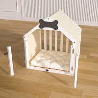 Nichoir de luxe toutes saisons en bois massif pour chiens et chats, cage moderne classique écologique et durable pour petits animaux