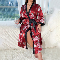 Pyjamas d'été pour femmes grandes tailles, mode décontractée, amples, imprimés, respirants, vêtements de nuit à manches longues