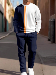 Tuta Casual da Uomo in 2 Pezzi, Set Trendy con <span class=keywords><strong>Felpa</strong></span> Stampata a Maniche Lunghe e Pantaloni con Coulisse per Sport Quotidiani e Attività all'Aperto - Product Image 3