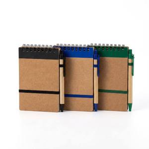 Carnet de notes à spirale supérieure de 80 feuilles avec stylo, <span class=keywords><strong>bloc</strong></span>-notes de poche en kraft 80 g/m² pour cadeaux promotionnels - Product Image 1