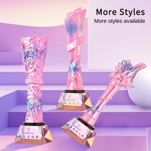 Trofeo colorato eco-friendly personalizzato colore rosa danza bambini premio competizione campione resina squadra cristallo - Product Image 2