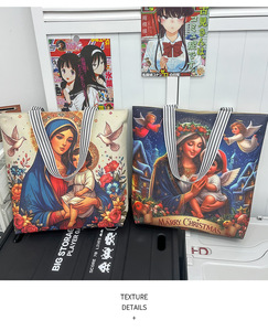 Bolso de lona de gran capacidad para mujer, moda europea americana, nuevo diseño de Jesús María, cierre de cremallera, bolso de compras de tela de lino - Product Image 4