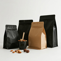 Umweltfreundliche Schwarze Kraftpapiertüte ohne Aufdruck, Stehbeutel mit Reißverschluss, 250g 500g 1kg Kaffee-Tee-Süßigkeiten-Nuss-Verpackungsbeutel auf Lager