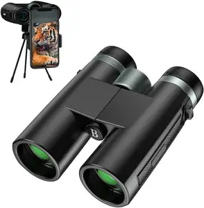12X42成人双筒望远镜，高清专业观鸟双筒望远镜，带智能手机适配器的狩猎运动照片