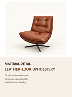 Fauteuil de salon moderne de luxe rembourré, fauteuil pivotant d'appoint, fauteuil de lecture en similicuir à siège unique pour salon, hôtel