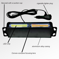 Luz de Advertencia LED Roja y Azul de 12V para Parabrisas, Luz Estroboscópica de Emergencia de Doble Cabezal con Soporte de Ventosa