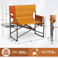 Chaise de camping robuste et surdimensionnée, pliable et portable, avec table latérale et poche, design moderne pour la plage et les pique-niques