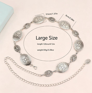 Retro Vintage Oval Ring Metal Waist Chain Fashionable Ladies <b>Skirt</b> Clothes Decoration Belt - Product Image 5
