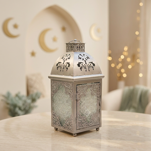 Wholesale Silver Metal <b>Moroccan</b> Lantern Candle Holder for Ramadan Home and Events <b>Decoration</b> - Product Image 1