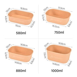 Vente en gros Greenpacking Contenants alimentaires jetables rectangulaires en papier kraft personnalisés de 500 ml, bols de voyage, recyclables, écologiques - Product Image 5