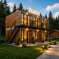 Hôtel préfabriqué à deux étages, bâtiment en conteneurs préfabriqués, lodge modulaire de luxe pour village de vacances en forêt