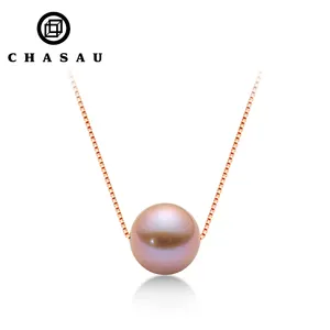 最新款式新设计925银链8-8.5毫米白色粉色紫色经典淡水珍珠项链