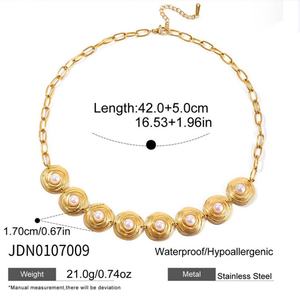 Waterproof and Tarnish Free 316l Stainless Steel Brand Wholesale Custom 18k Gold Plated Fine <b>Pearl</b> Jewelry Set for Women - Product Image 6